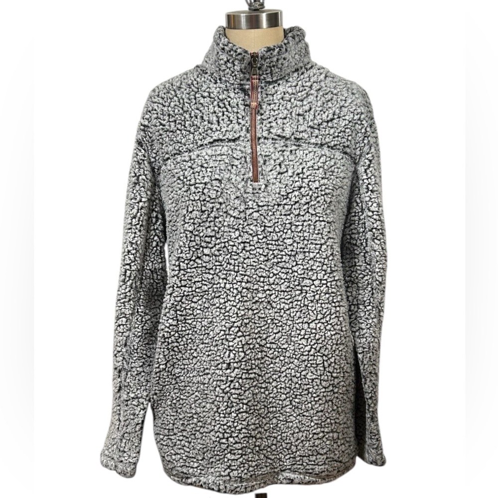 ALPINE Sherpa Women’s Gray Quarter-Zip Fleece Pullover 2 side pockets sz Medium